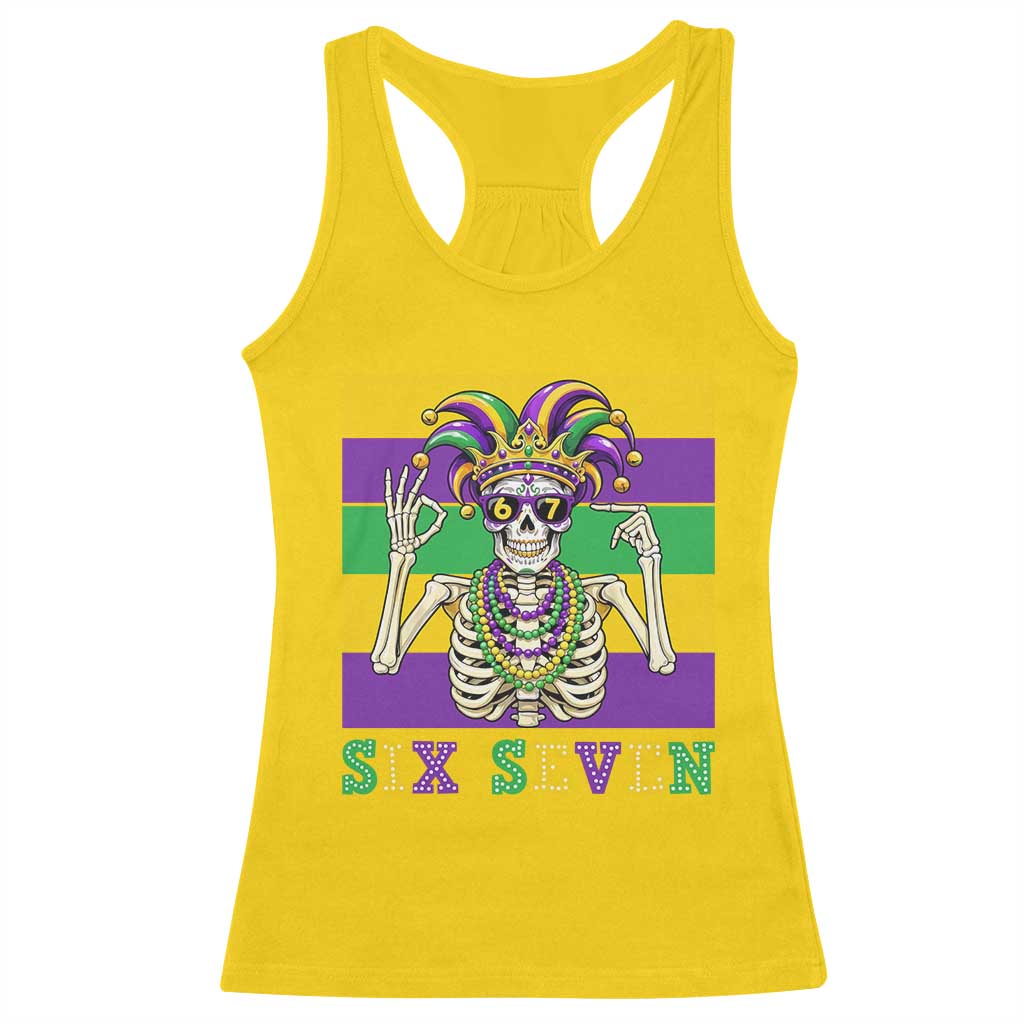 Funny Mardi Gras Skeleton Racerback Tank Top Six Seven Meme TS12 Daisy Print Your Wear