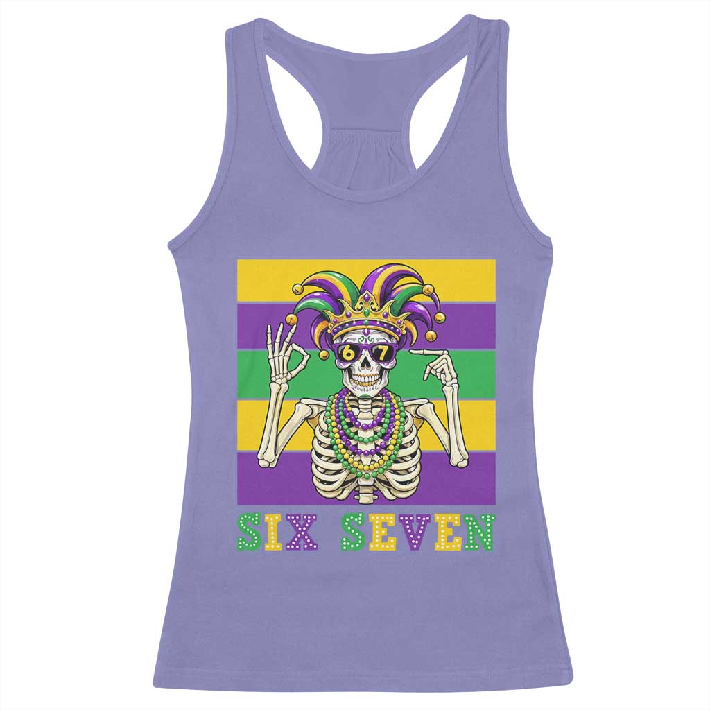 Funny Mardi Gras Skeleton Racerback Tank Top Six Seven Meme TS12 Violet Print Your Wear