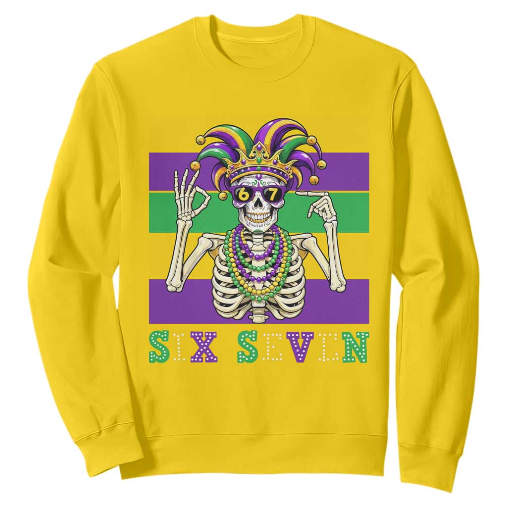 Funny Mardi Gras Skeleton Sweatshirt Six Seven Meme TS12 Daisy Print Your Wear