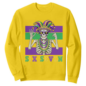 Funny Mardi Gras Skeleton Sweatshirt Six Seven Meme TS12 Daisy Print Your Wear