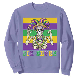 Funny Mardi Gras Skeleton Sweatshirt Six Seven Meme TS12 Violet Print Your Wear