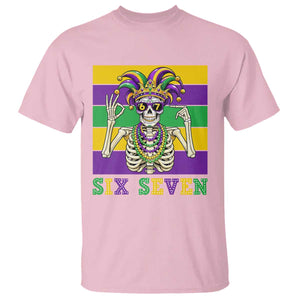 Funny Mardi Gras Skeleton T Shirt Six Seven Meme TS12 Light Pink Print Your Wear