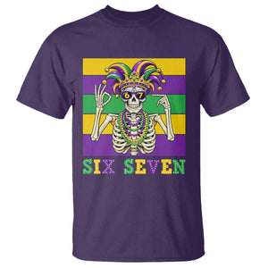 Funny Mardi Gras Skeleton T Shirt Six Seven Meme TS12 Purple Print Your Wear