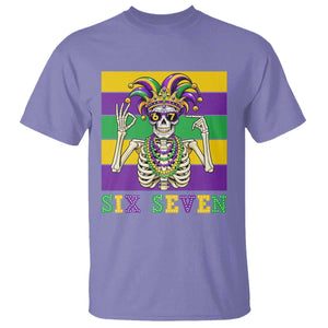 Funny Mardi Gras Skeleton T Shirt Six Seven Meme TS12 Violet Print Your Wear