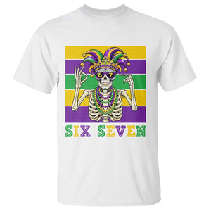 Funny Mardi Gras Skeleton T Shirt Six Seven Meme TS12 White Print Your Wear
