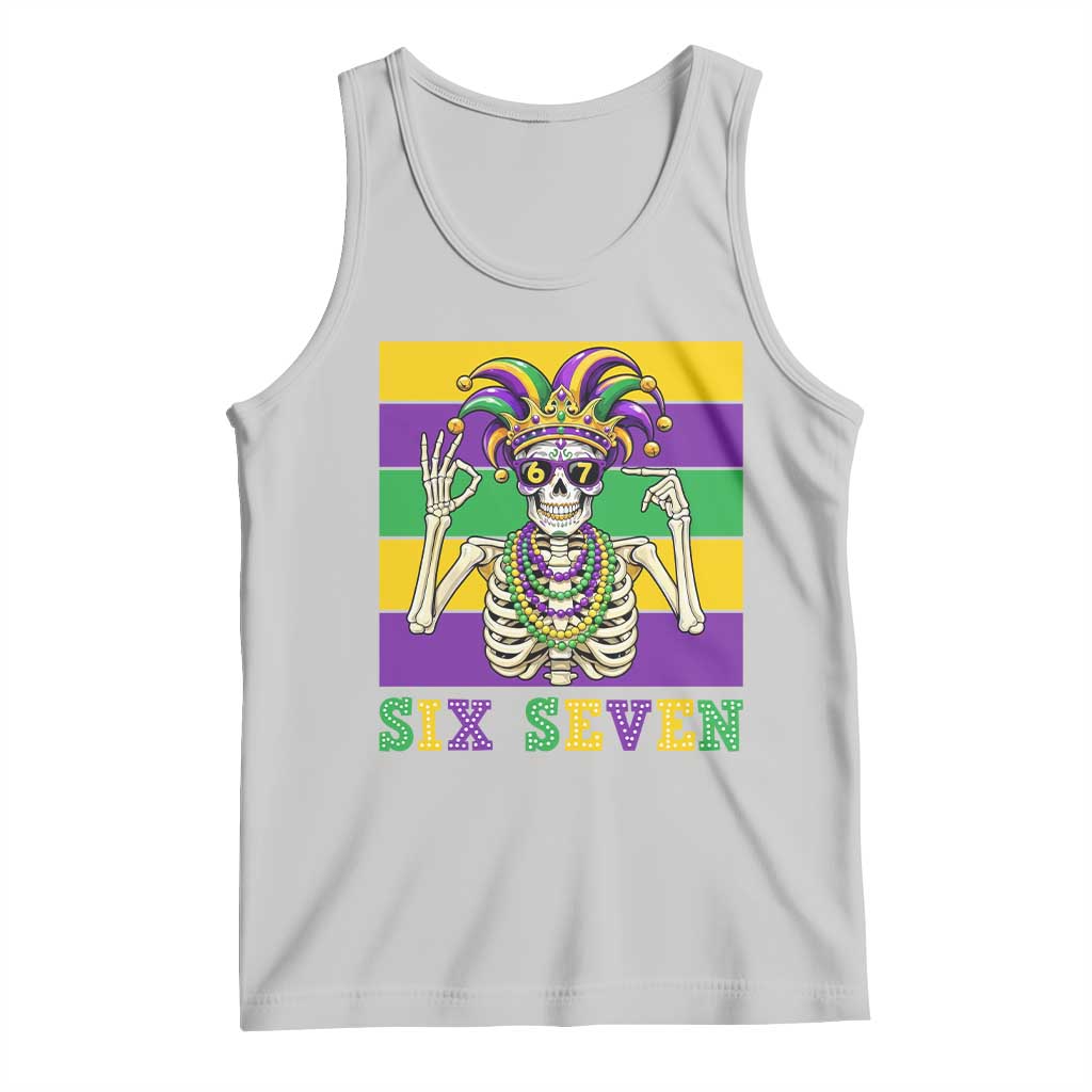 Funny Mardi Gras Skeleton Tank Top Six Seven Meme TS12 Ash Print Your Wear