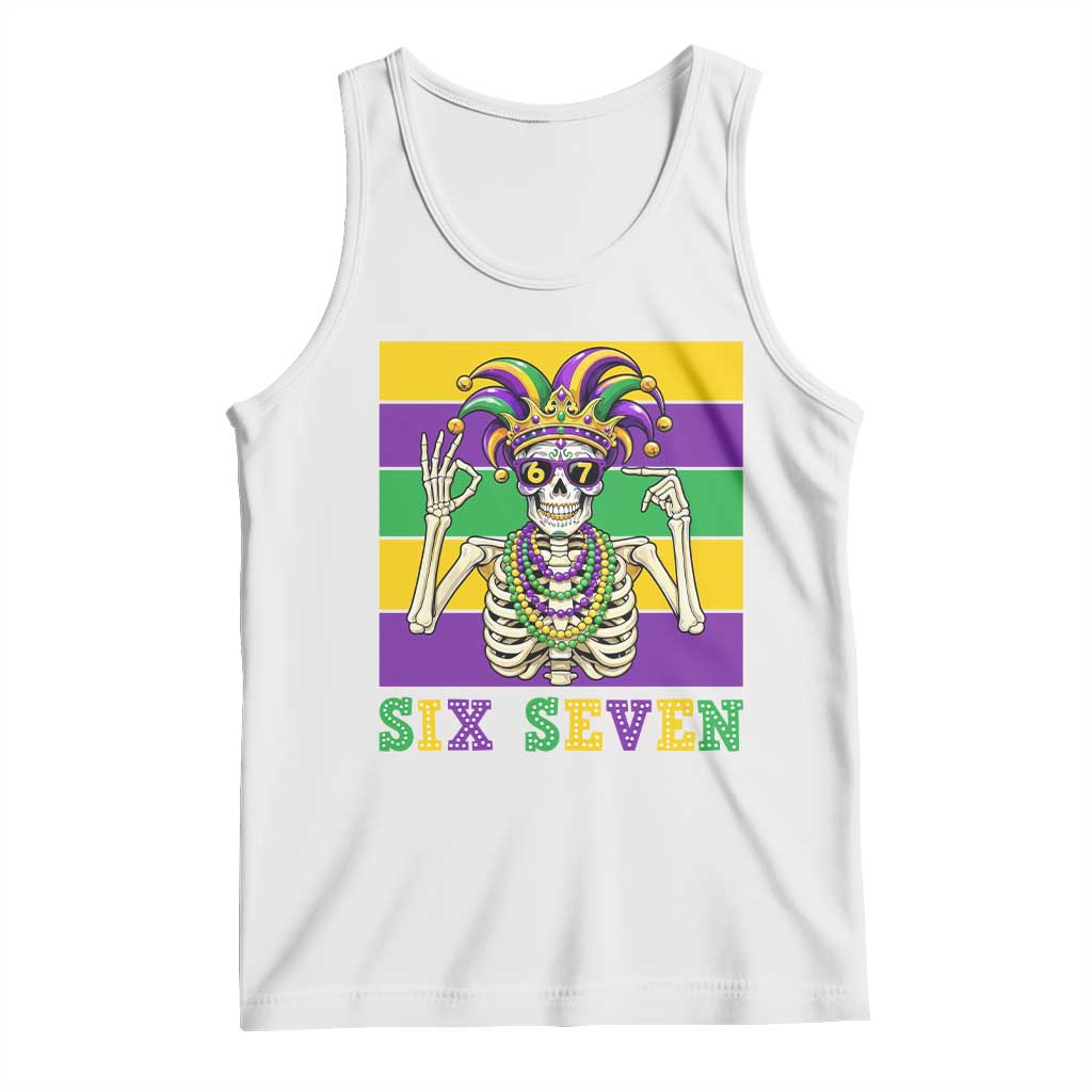Funny Mardi Gras Skeleton Tank Top Six Seven Meme TS12 White Print Your Wear