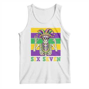 Funny Mardi Gras Skeleton Tank Top Six Seven Meme TS12 White Print Your Wear