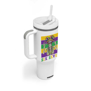 Funny Mardi Gras Skeleton Tumbler With Handle Six Seven Meme TS12 Print Your Wear