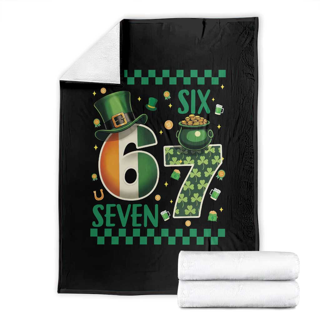 Funny St Patricks Six Seven Throw Blanket Gen Z Irish Gift TS12 Black Print Your Wear