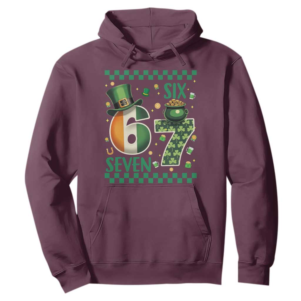 Funny St Patricks Six Seven Hoodie Gen Z Irish Gift TS12 Maroon Print Your Wear