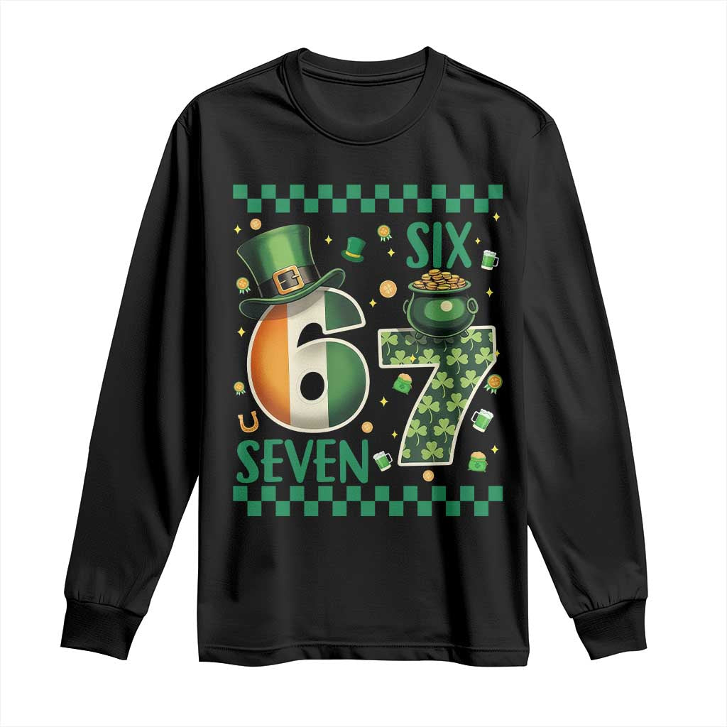 Funny St Patricks Six Seven Long Sleeve Shirt Gen Z Irish Gift TS12 Black Print Your Wear