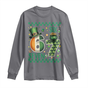 Funny St Patricks Six Seven Long Sleeve Shirt Gen Z Irish Gift TS12 Charcoal Print Your Wear
