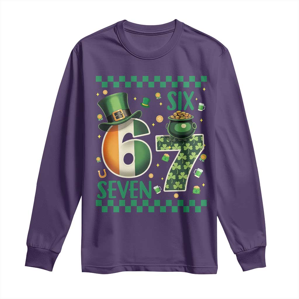 Funny St Patricks Six Seven Long Sleeve Shirt Gen Z Irish Gift TS12 Purple Print Your Wear
