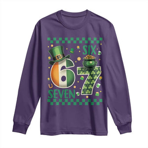 Funny St Patricks Six Seven Long Sleeve Shirt Gen Z Irish Gift TS12 Purple Print Your Wear