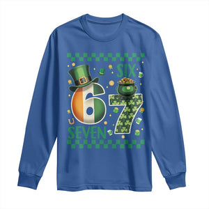 Funny St Patricks Six Seven Long Sleeve Shirt Gen Z Irish Gift TS12 Royal Blue Print Your Wear