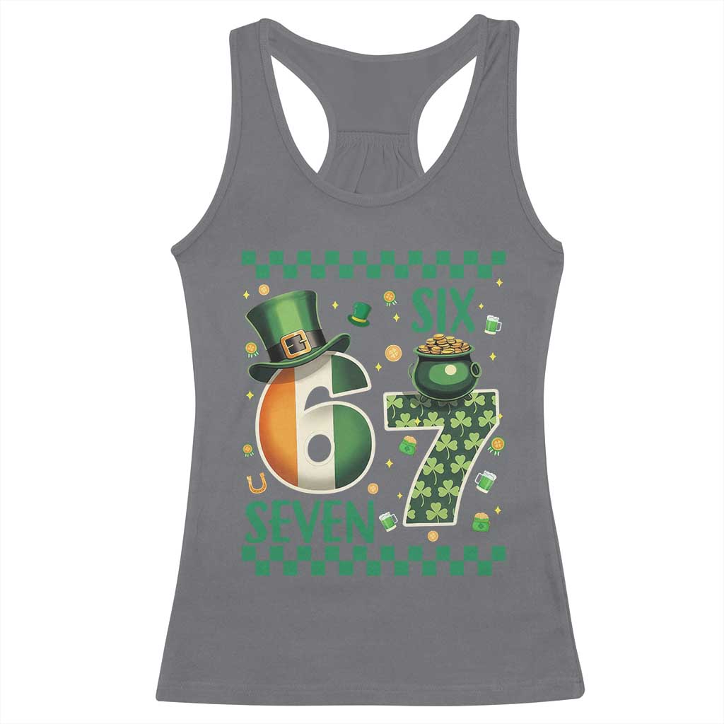 Funny St Patricks Six Seven Racerback Tank Top Gen Z Irish Gift TS12 Charcoal Print Your Wear