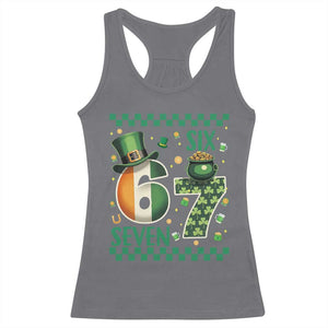 Funny St Patricks Six Seven Racerback Tank Top Gen Z Irish Gift TS12 Charcoal Print Your Wear