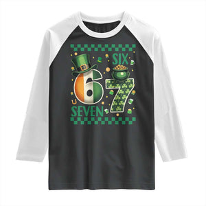 Funny St Patricks Six Seven Raglan Shirt Gen Z Irish Gift TS12 Black White Print Your Wear