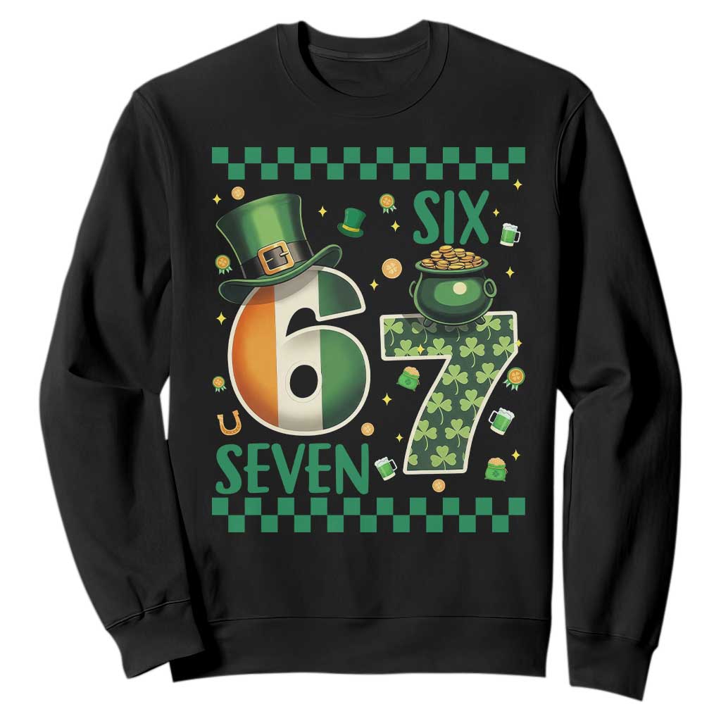 Funny St Patricks Six Seven Sweatshirt Gen Z Irish Gift TS12 Black Print Your Wear