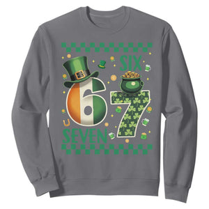 Funny St Patricks Six Seven Sweatshirt Gen Z Irish Gift TS12 Charcoal Print Your Wear