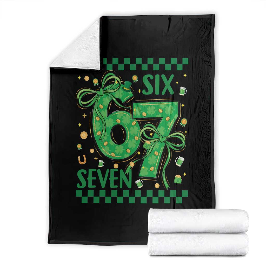 Funny St Patricks Day Throw Blanket Six Seven Meme Irish Gag Gift TS12 Black Print Your Wear