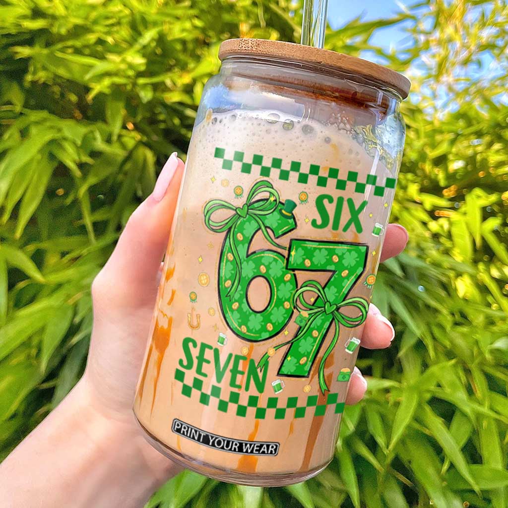 Funny St Patricks Day Glass Can Six Seven Meme Irish Gag Gift TS12 Black Print Your Wear