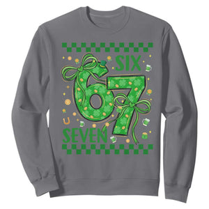 Funny St Patricks Day Sweatshirt Six Seven Meme Irish Gag Gift TS12 Charcoal Print Your Wear
