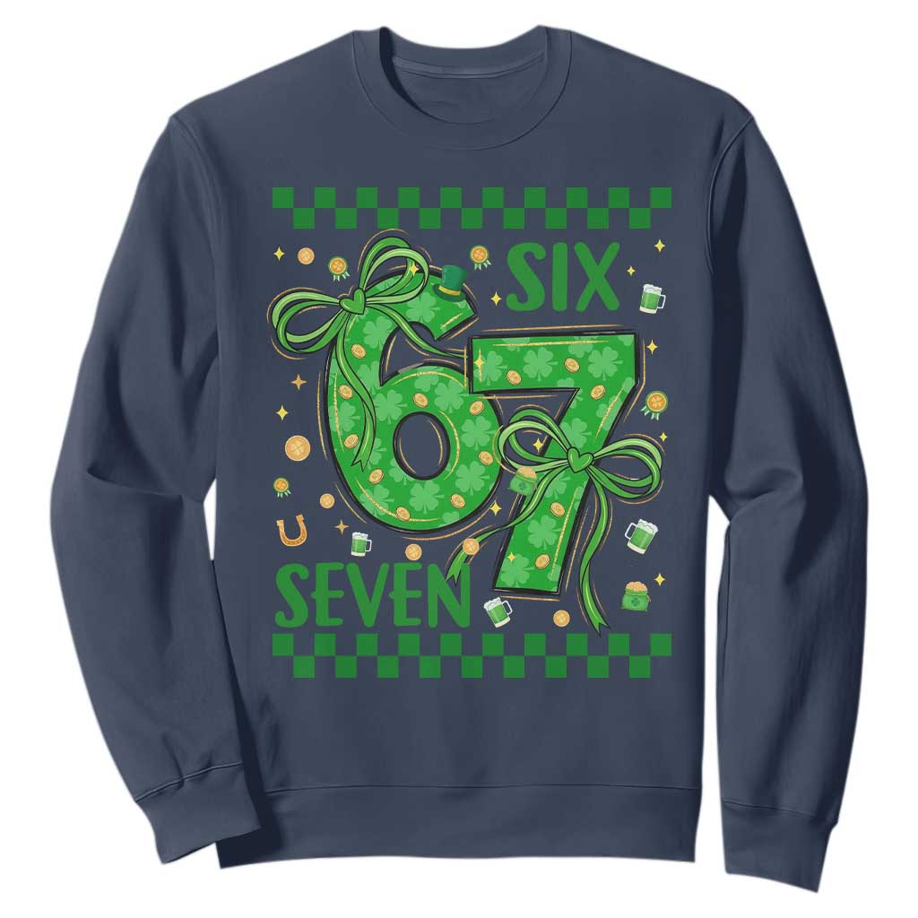Funny St Patricks Day Sweatshirt Six Seven Meme Irish Gag Gift TS12 Navy Print Your Wear