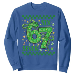 Funny St Patricks Day Sweatshirt Six Seven Meme Irish Gag Gift TS12 Royal Blue Print Your Wear