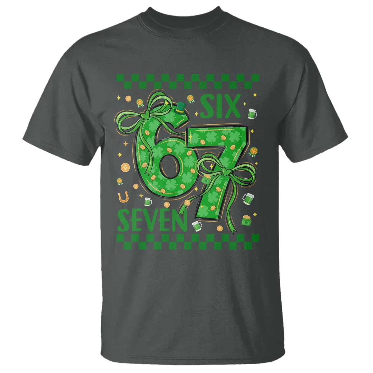 Funny St Patricks Day T Shirt Six Seven Meme Irish Gag Gift TS12 Dark Heather Print Your Wear