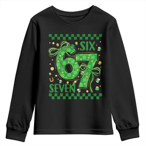 Funny St Patricks Day Youth Sweatshirt Six Seven Meme Irish Gag Gift TS12 Black Print Your Wear