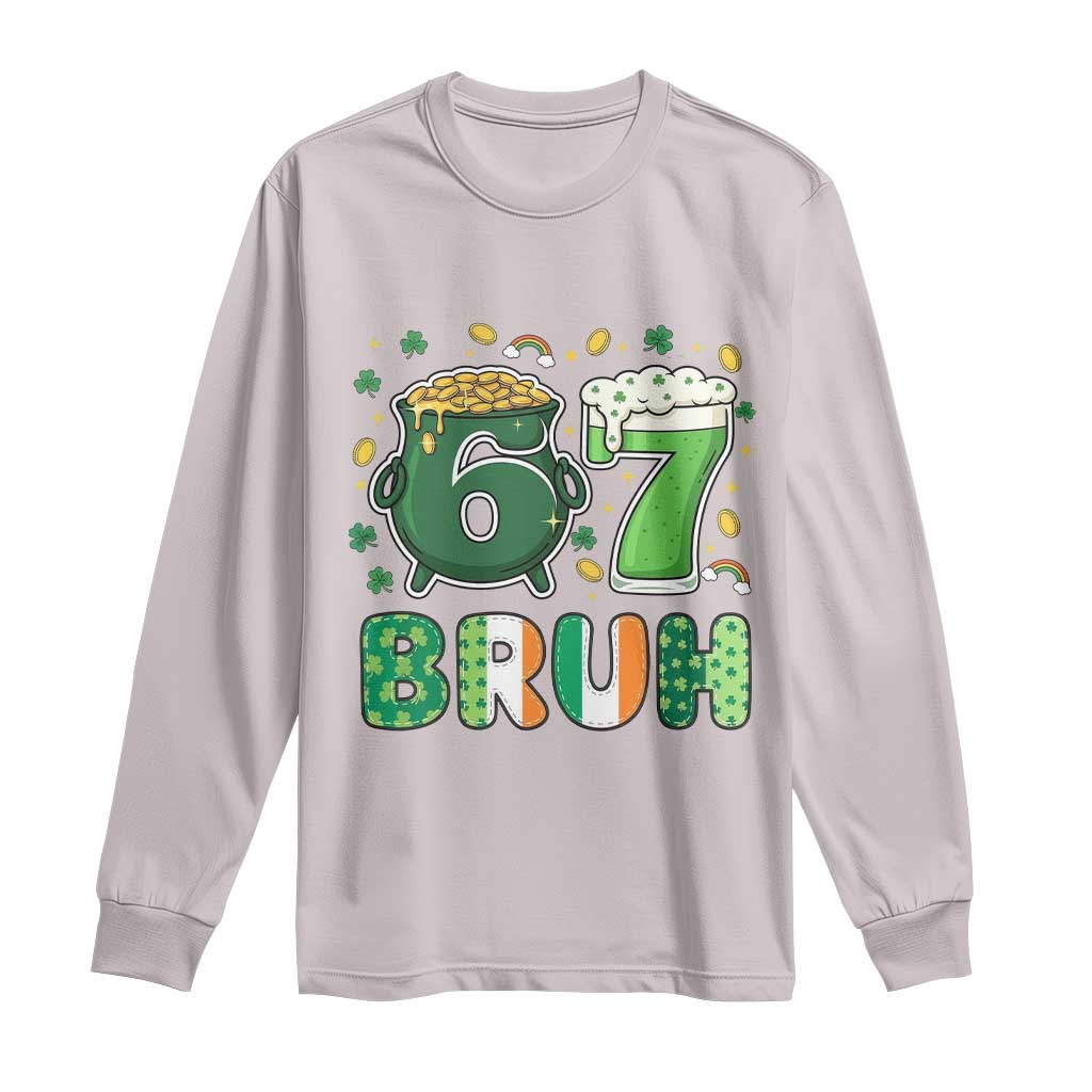 Funny St Patricks Day Six Seven Meme Long Sleeve Shirt Irish American Gift TS12 Ice Gray Print Your Wear