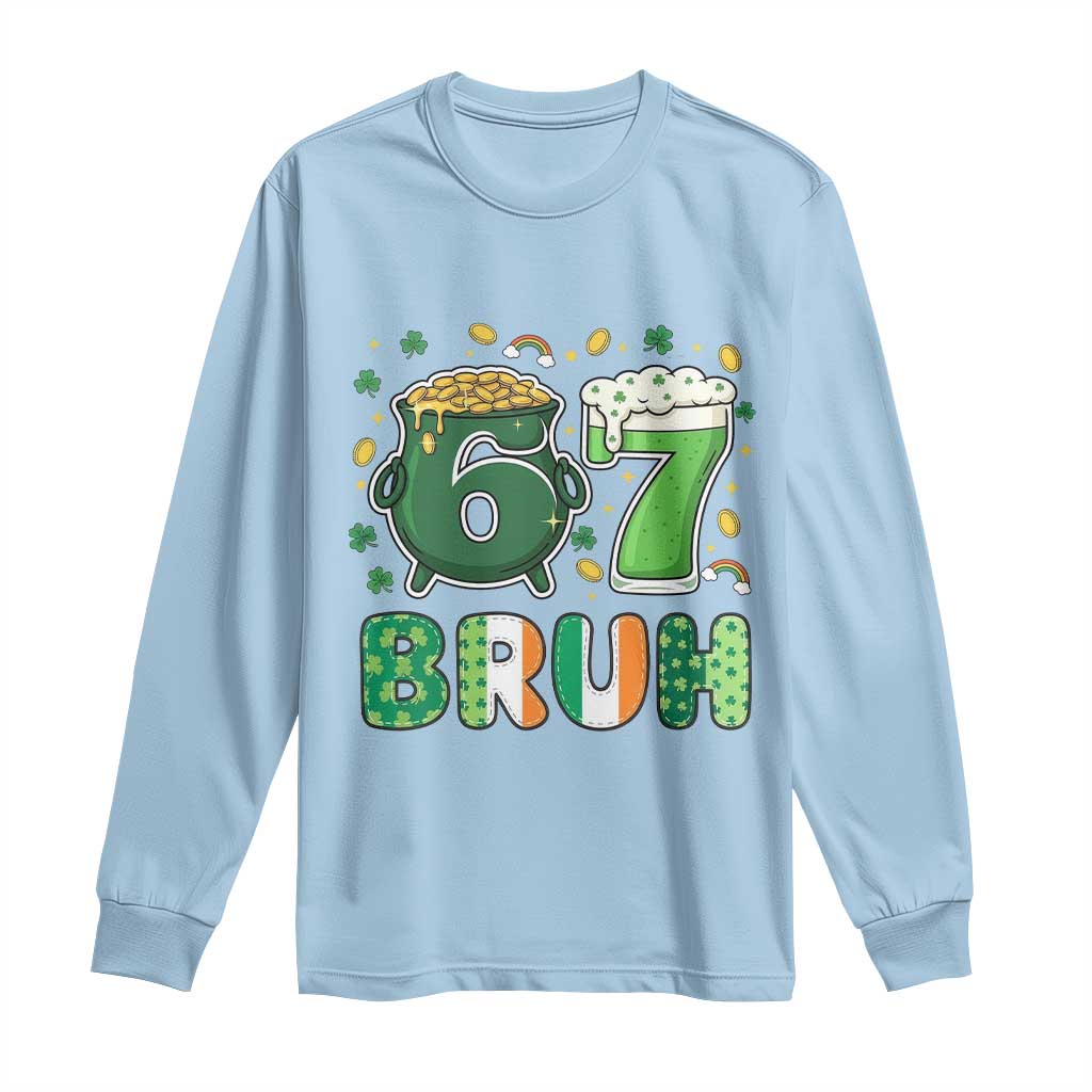 Funny St Patricks Day Six Seven Meme Long Sleeve Shirt Irish American Gift TS12 Light Blue Print Your Wear