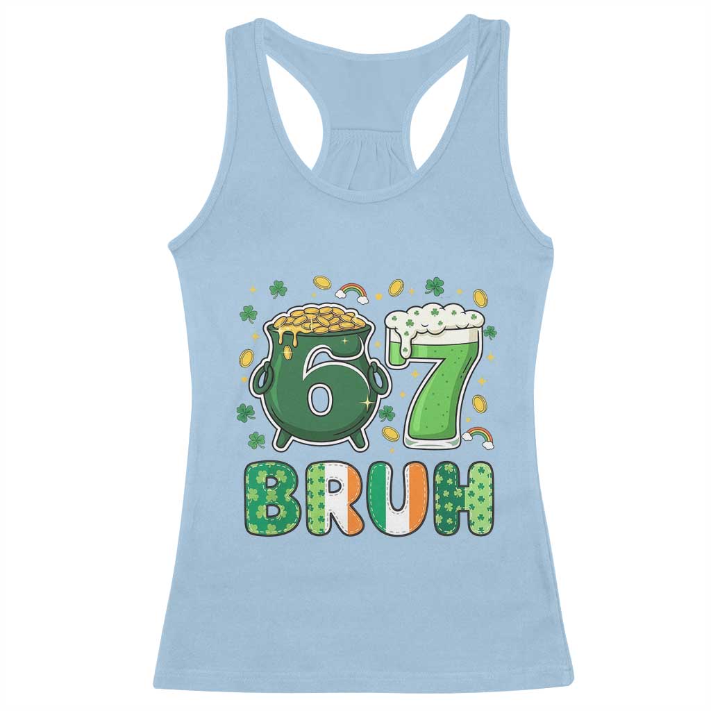Funny St Patricks Day Six Seven Meme Racerback Tank Top Irish American Gift TS12 Light Blue Print Your Wear