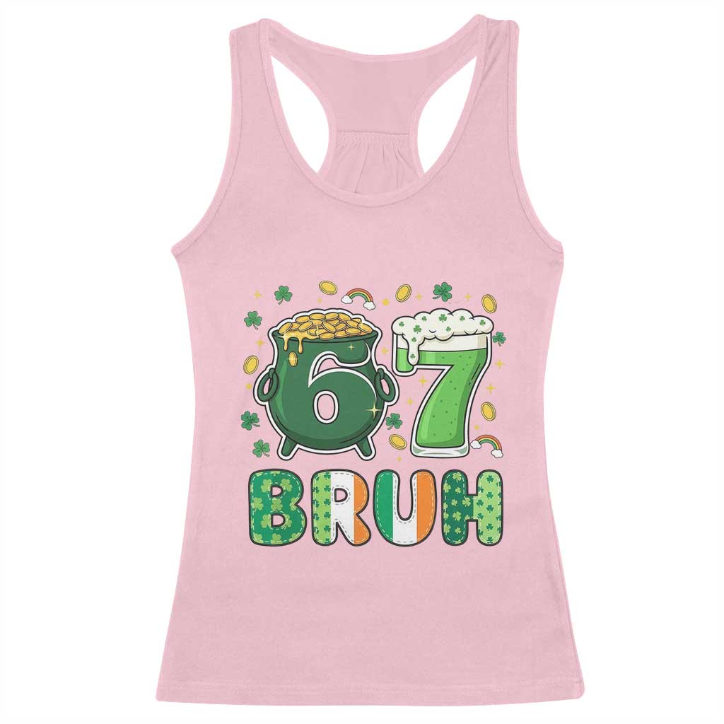 Funny St Patricks Day Six Seven Meme Racerback Tank Top Irish American Gift TS12 Light Pink Print Your Wear