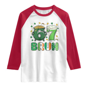 Funny St Patricks Day Six Seven Meme Raglan Shirt Irish American Gift TS12 White Red Print Your Wear