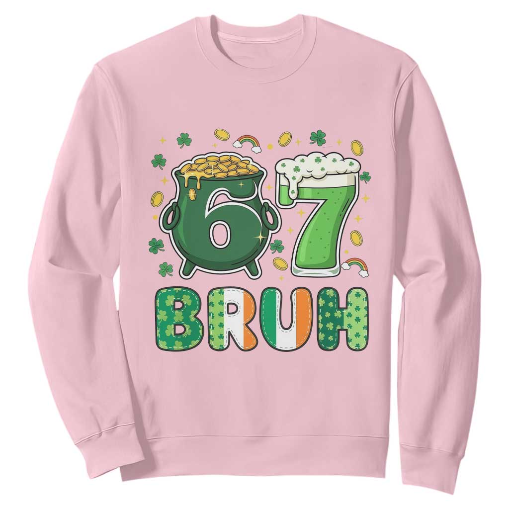 Funny St Patricks Day Six Seven Meme Sweatshirt Irish American Gift TS12 Light Pink Print Your Wear