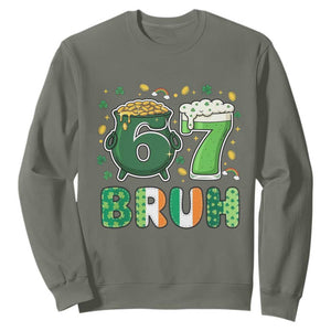 Funny St Patricks Day Six Seven Meme Sweatshirt Irish American Gift TS12 Military Green Print Your Wear