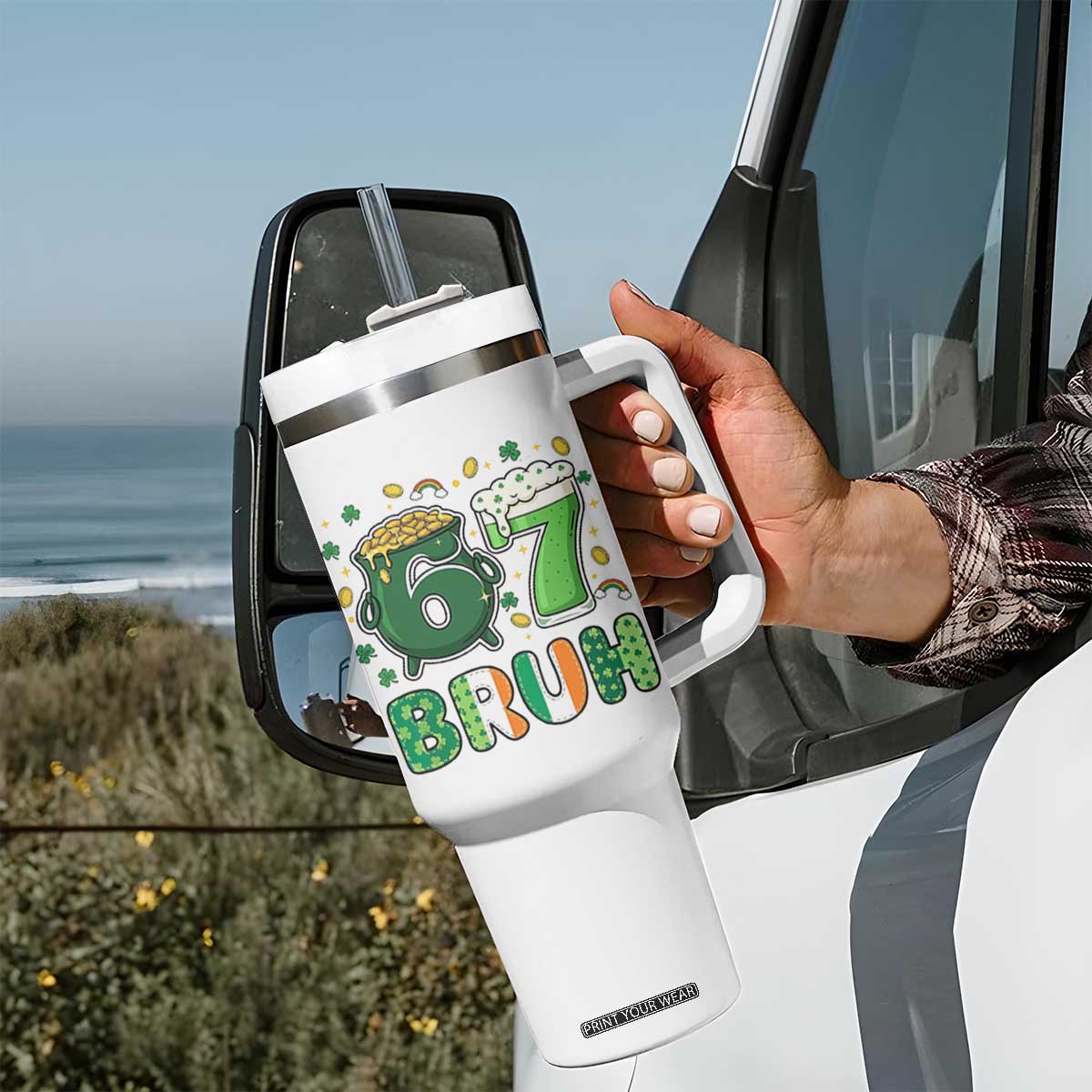 Funny St Patricks Day Six Seven Meme Tumbler With Handle Irish American Gift TS12 Print Your Wear