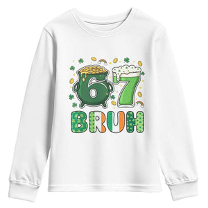Funny St Patricks Day Six Seven Meme Youth Sweatshirt Irish American Gift TS12 White Print Your Wear