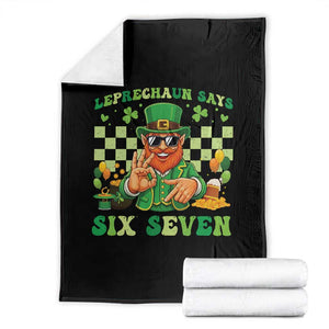Funny Leprechaun Says Six Seven Throw Blanket St Patricks Day TS12 Black Print Your Wear