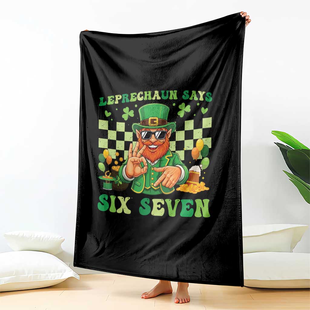 Funny Leprechaun Says Six Seven Throw Blanket St Patricks Day TS12 Print Your Wear