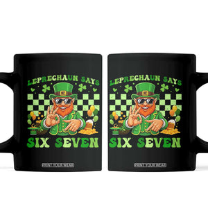 Funny Leprechaun Says Six Seven Coffee Mug St Patricks Day TS12 Black Print Your Wear