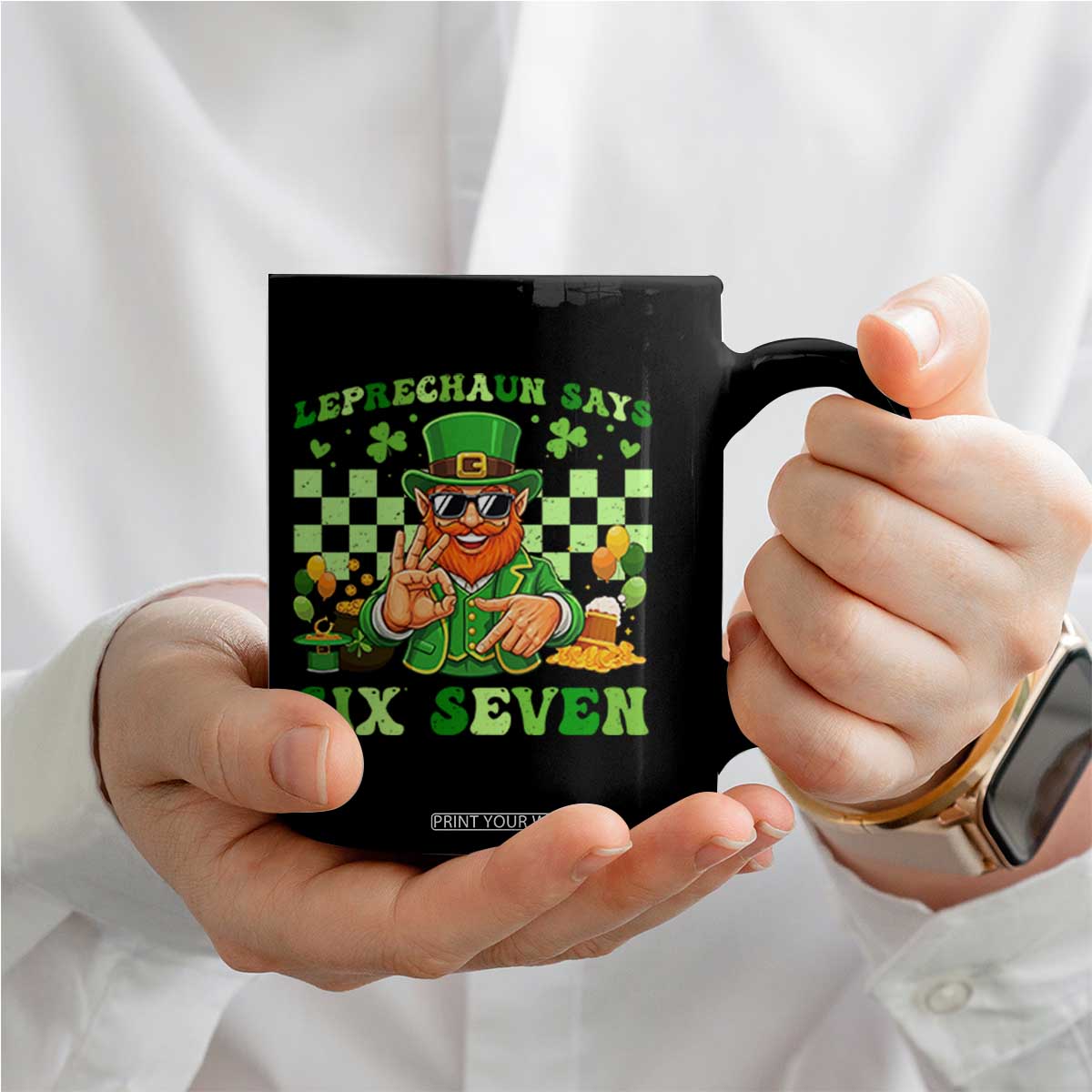 Funny Leprechaun Says Six Seven Coffee Mug St Patricks Day TS12 Print Your Wear