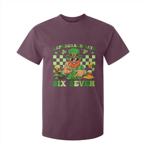Funny Leprechaun Says Six Seven T Shirt For Kid St Patricks Day TS12 Maroon Print Your Wear