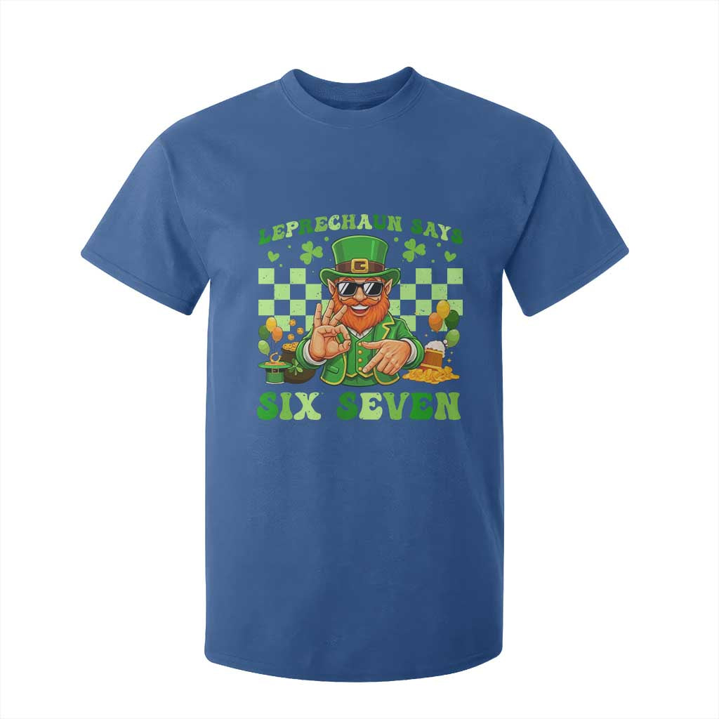 Funny Leprechaun Says Six Seven T Shirt For Kid St Patricks Day TS12 Royal Blue Print Your Wear