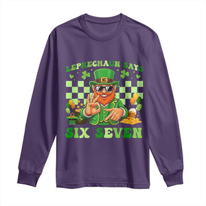 Funny Leprechaun Says Six Seven Long Sleeve Shirt St Patricks Day TS12 Purple Print Your Wear