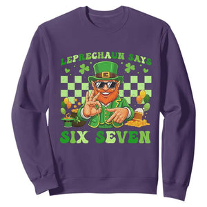 Funny Leprechaun Says Six Seven Sweatshirt St Patricks Day TS12 Purple Print Your Wear