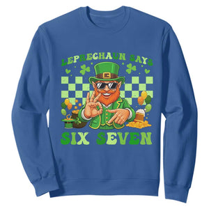 Funny Leprechaun Says Six Seven Sweatshirt St Patricks Day TS12 Royal Blue Print Your Wear